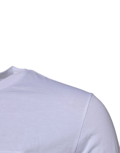 Dolce & Gabbana White Logo Plaque Cotton Crew Neck T-shirt by Dolce & Gabbana