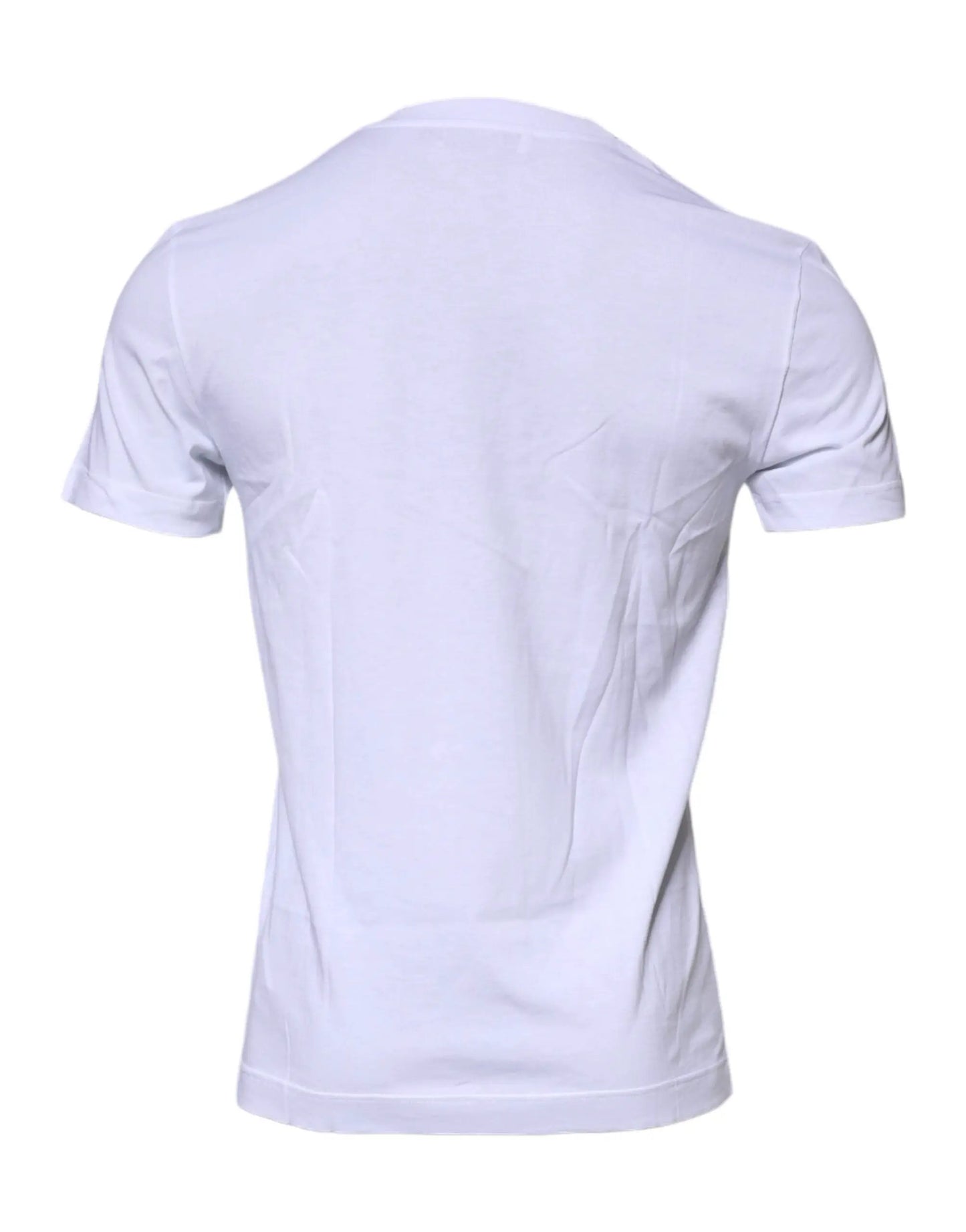 Dolce & Gabbana White Logo Plaque Cotton Crew Neck T-shirt by Dolce & Gabbana