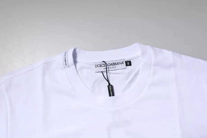 Dolce & Gabbana White Logo Plaque Cotton Crew Neck T-shirt by Dolce & Gabbana