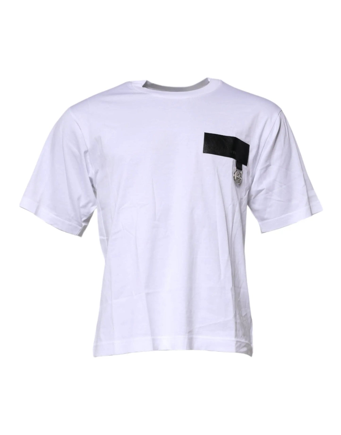 Dolce & Gabbana White Logo Patch Cotton Crew Neck T-shirt by Dolce & Gabbana