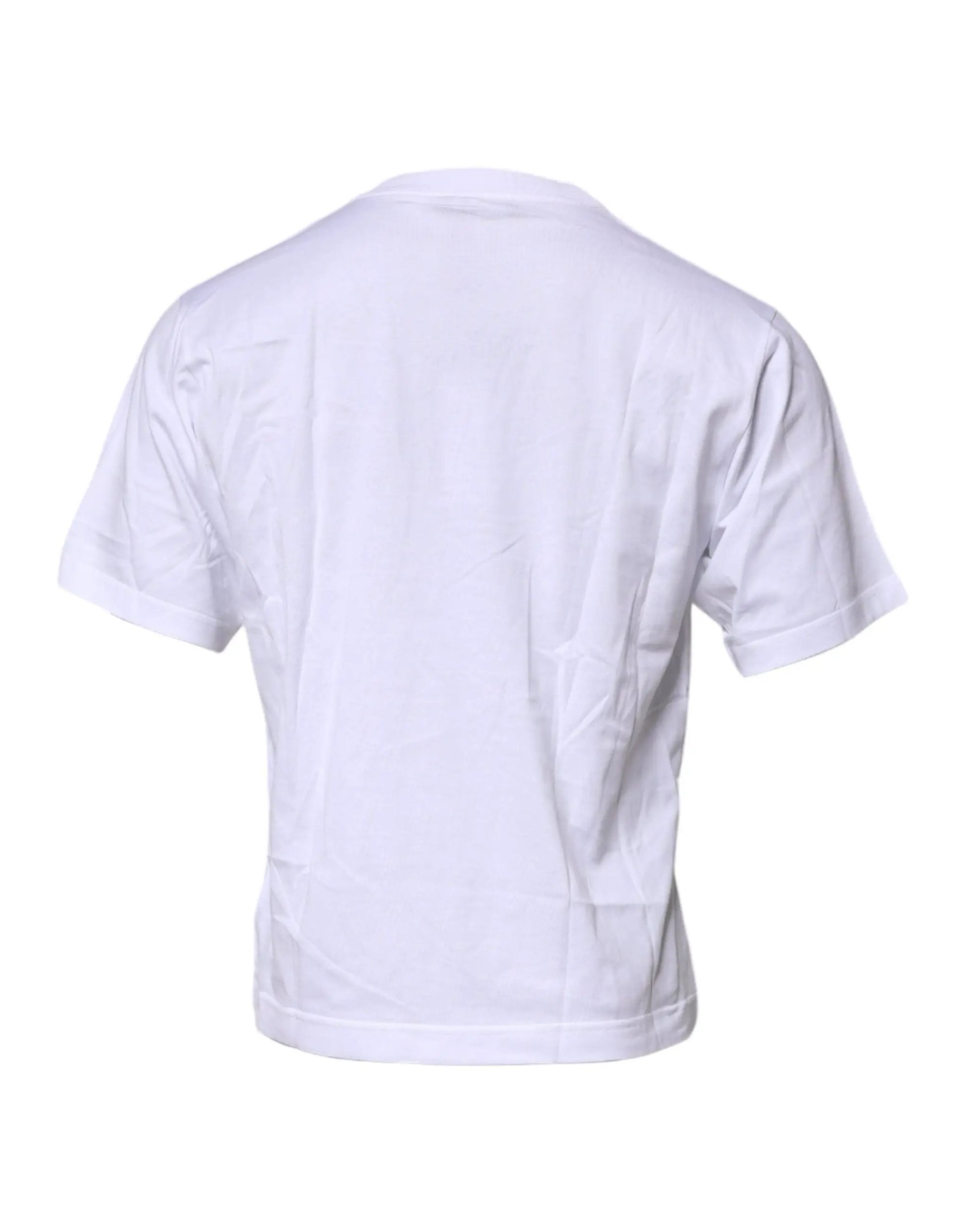 Dolce & Gabbana White Logo Patch Cotton Crew Neck T-shirt by Dolce & Gabbana