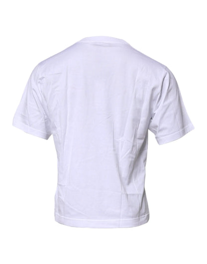 Dolce & Gabbana White Logo Patch Cotton Crew Neck T-shirt by Dolce & Gabbana