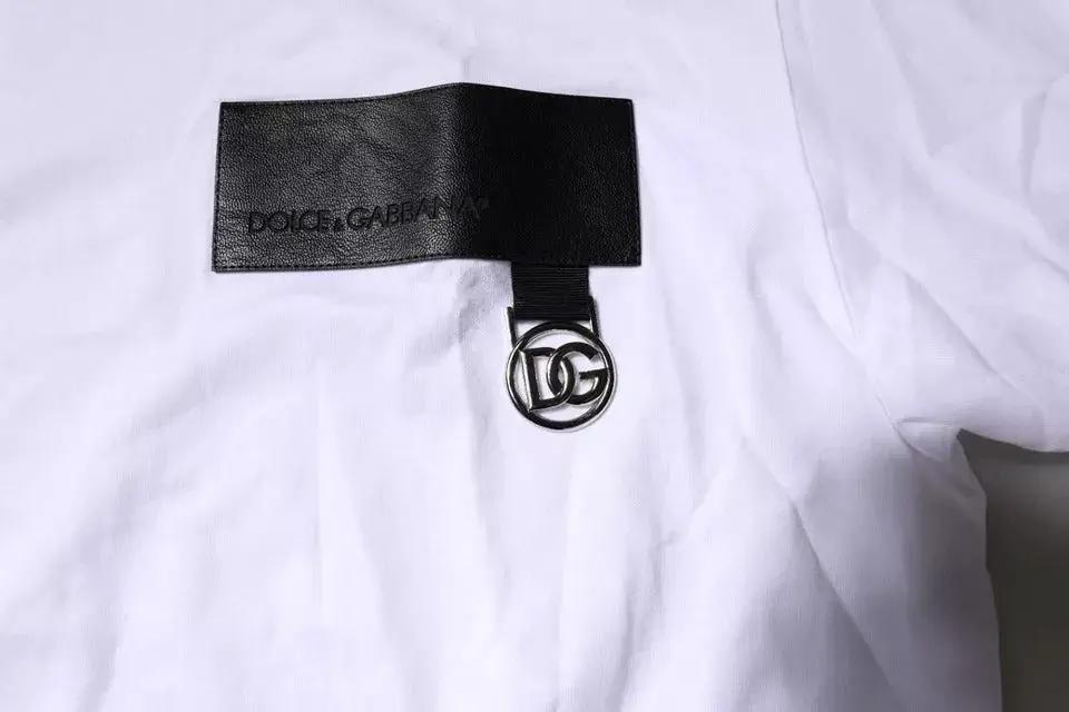 Dolce & Gabbana White Logo Patch Cotton Crew Neck T-shirt by Dolce & Gabbana