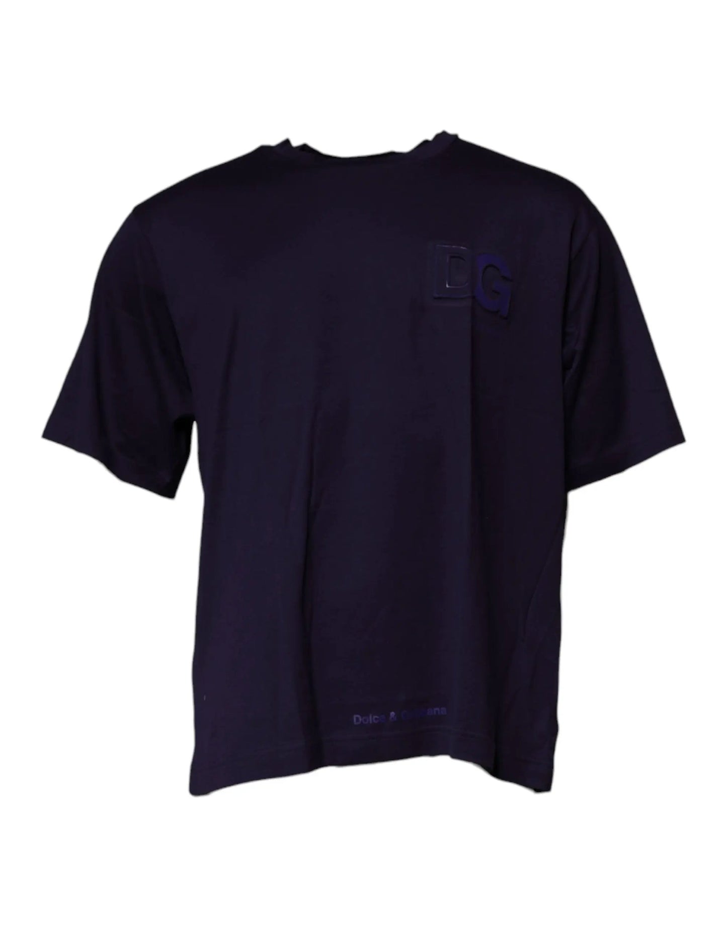 Dolce & Gabbana Navy Blue DG Logo Cotton Crew Neck T-shirt by Dolce & Gabbana