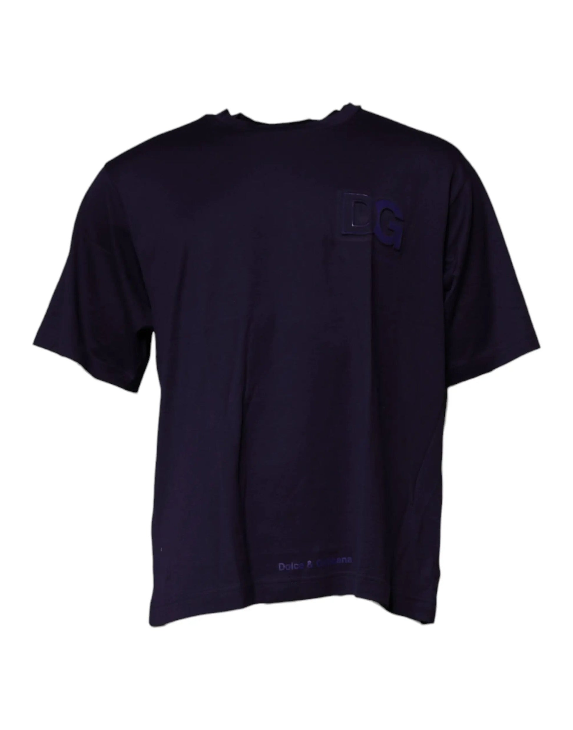 Dolce & Gabbana Navy Blue DG Logo Cotton Crew Neck T-shirt by Dolce & Gabbana