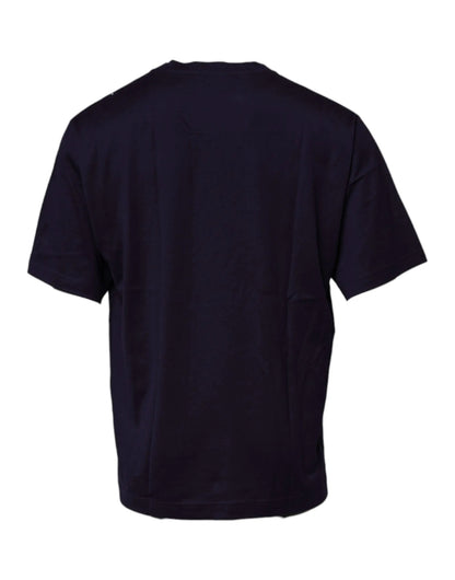 Dolce & Gabbana Navy Blue DG Logo Cotton Crew Neck T-shirt by Dolce & Gabbana