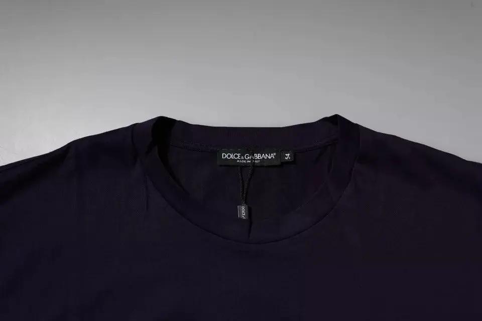 Dolce & Gabbana Navy Blue DG Logo Cotton Crew Neck T-shirt by Dolce & Gabbana