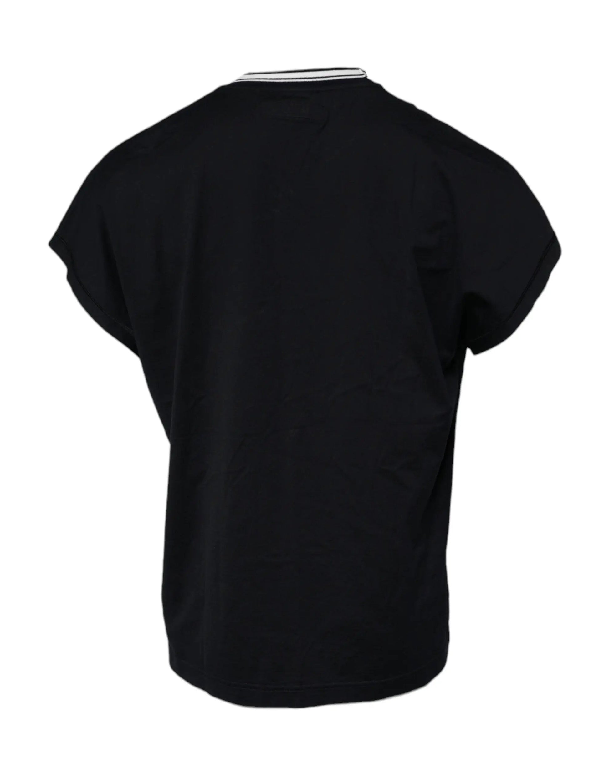 Dolce & Gabbana Dark Blue Logo Crown Cotton Crew Neck T-shirt by Dolce & Gabbana