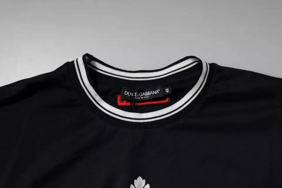 Dolce & Gabbana Dark Blue Logo Crown Cotton Crew Neck T-shirt by Dolce & Gabbana