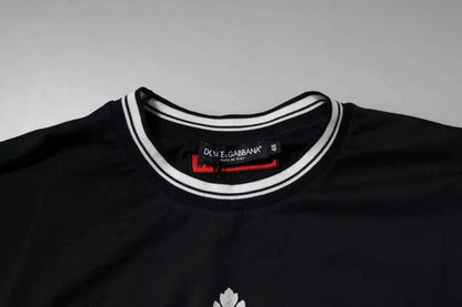 Dolce & Gabbana Dark Blue Logo Crown Cotton Crew Neck T-shirt by Dolce & Gabbana