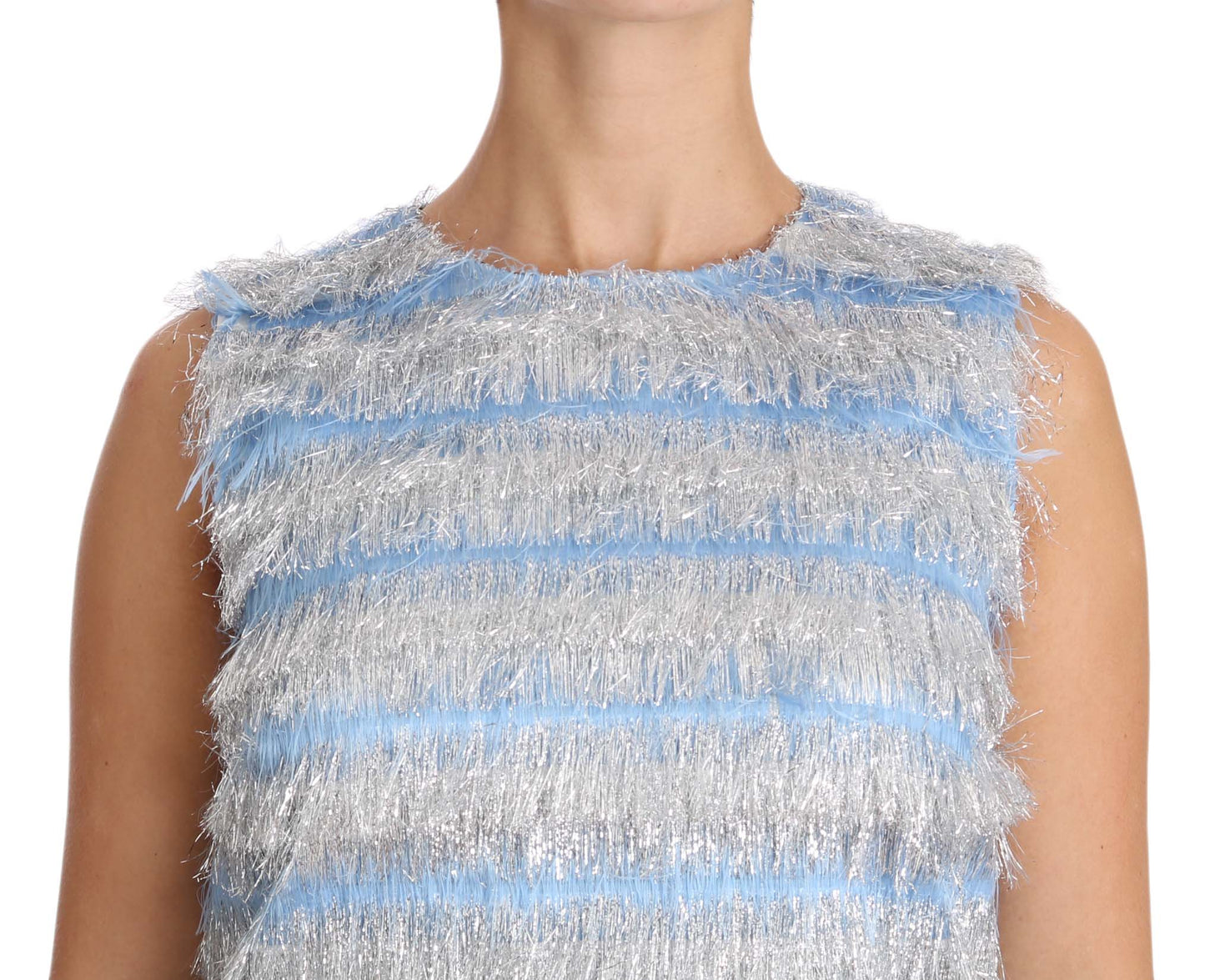 Dolce & Gabbana Light Blue Silver Shift Gown Dress by Dolce & Gabbana