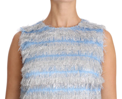 Dolce & Gabbana Light Blue Silver Shift Gown Dress by Dolce & Gabbana