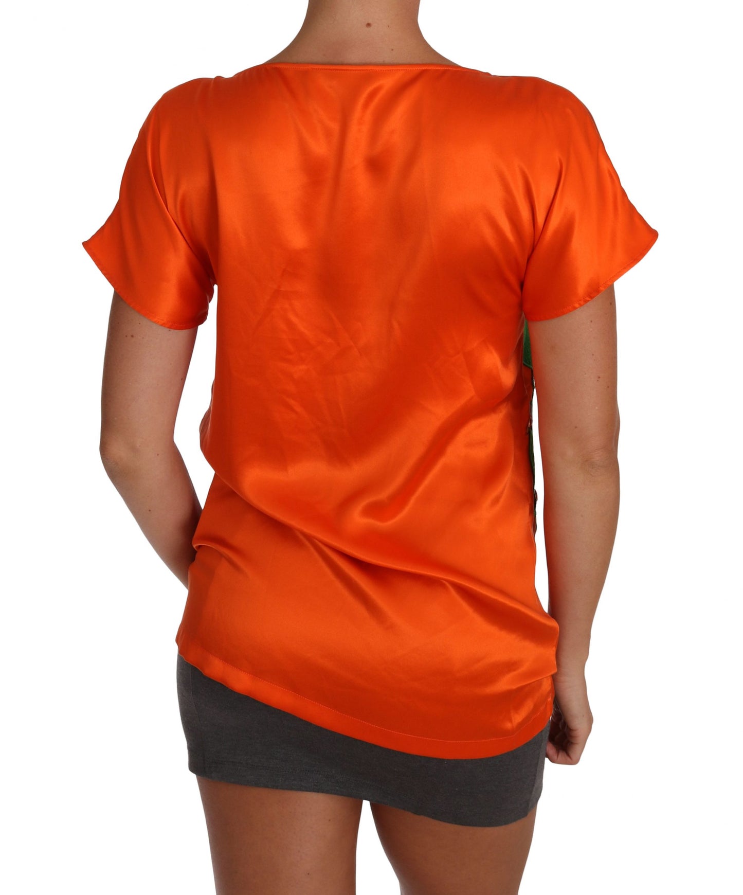Dolce & Gabbana Silk Orange Lemon Crystal T-shirt Top by Dolce & Gabbana