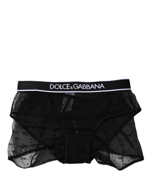 Dolce & Gabbana Black Tulle Nylon Mid Waist Panty Underwear