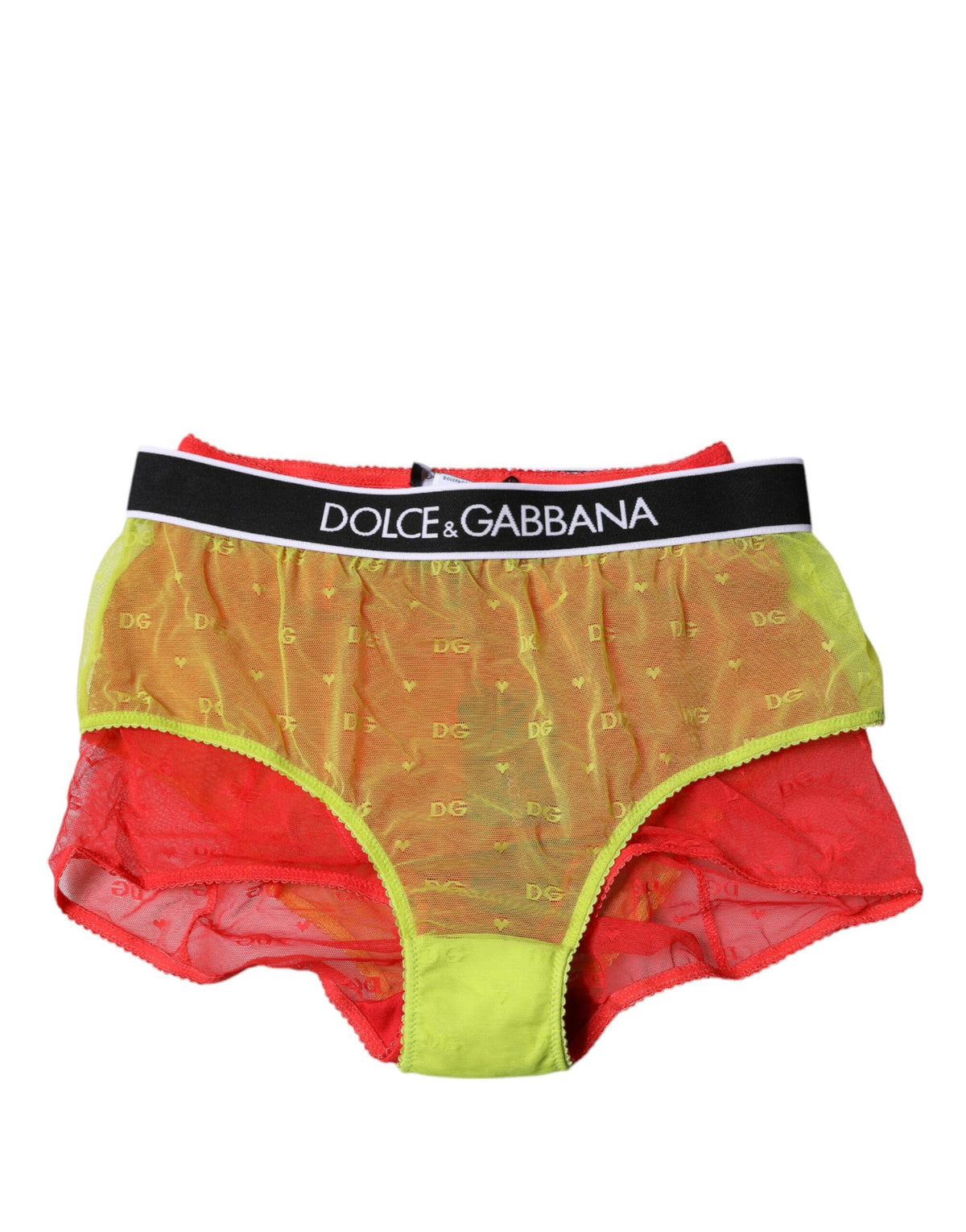 Culotte taille mi-haute Dolce & Gabbana en tulle de nylon rouge et jaune – BIK1960#
