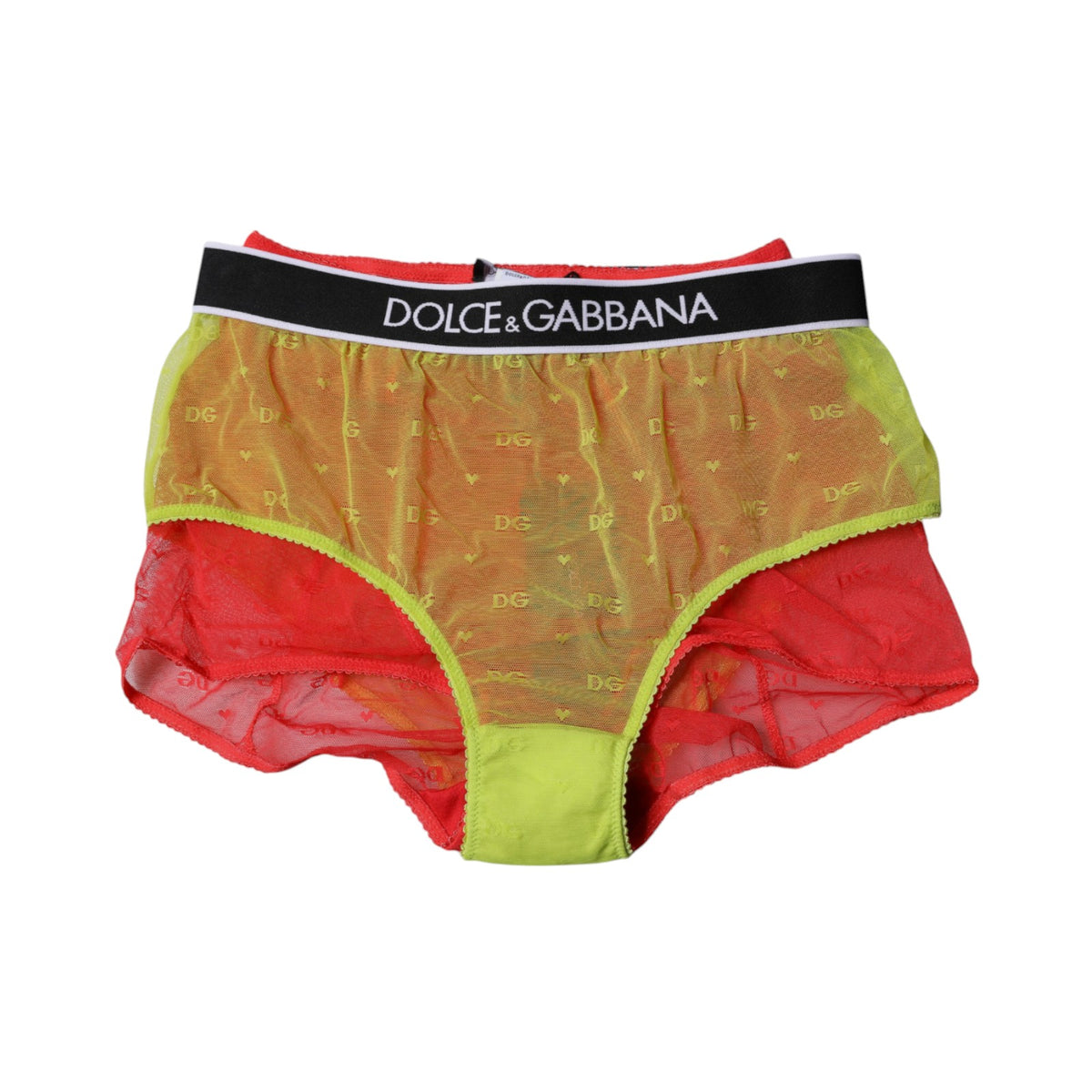 Culotte taille mi-haute Dolce & Gabbana en tulle de nylon rouge et jaune – BIK1960#