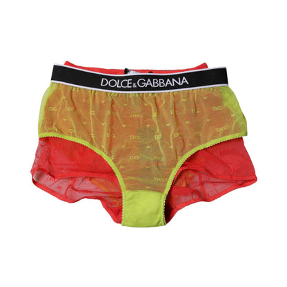 Culotte taille mi-haute Dolce & Gabbana en tulle de nylon rouge et jaune – BIK1960#