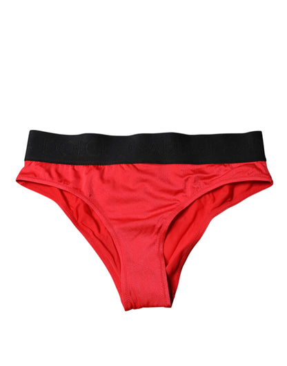 Culotte taille mi-haute Dolce & Gabbana en nylon stretch rouge – BIK1993#