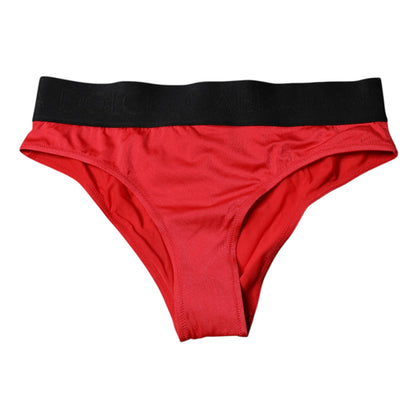 Culotte taille mi-haute Dolce & Gabbana en nylon stretch rouge – BIK1993#