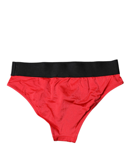 Culotte taille mi-haute Dolce & Gabbana en nylon stretch rouge – BIK1993#