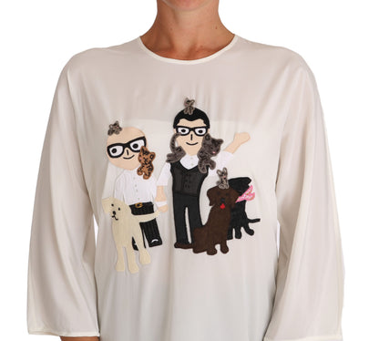 Dolce & Gabbana White Silk #dgfamily Blouse T-shirt by Dolce & Gabbana