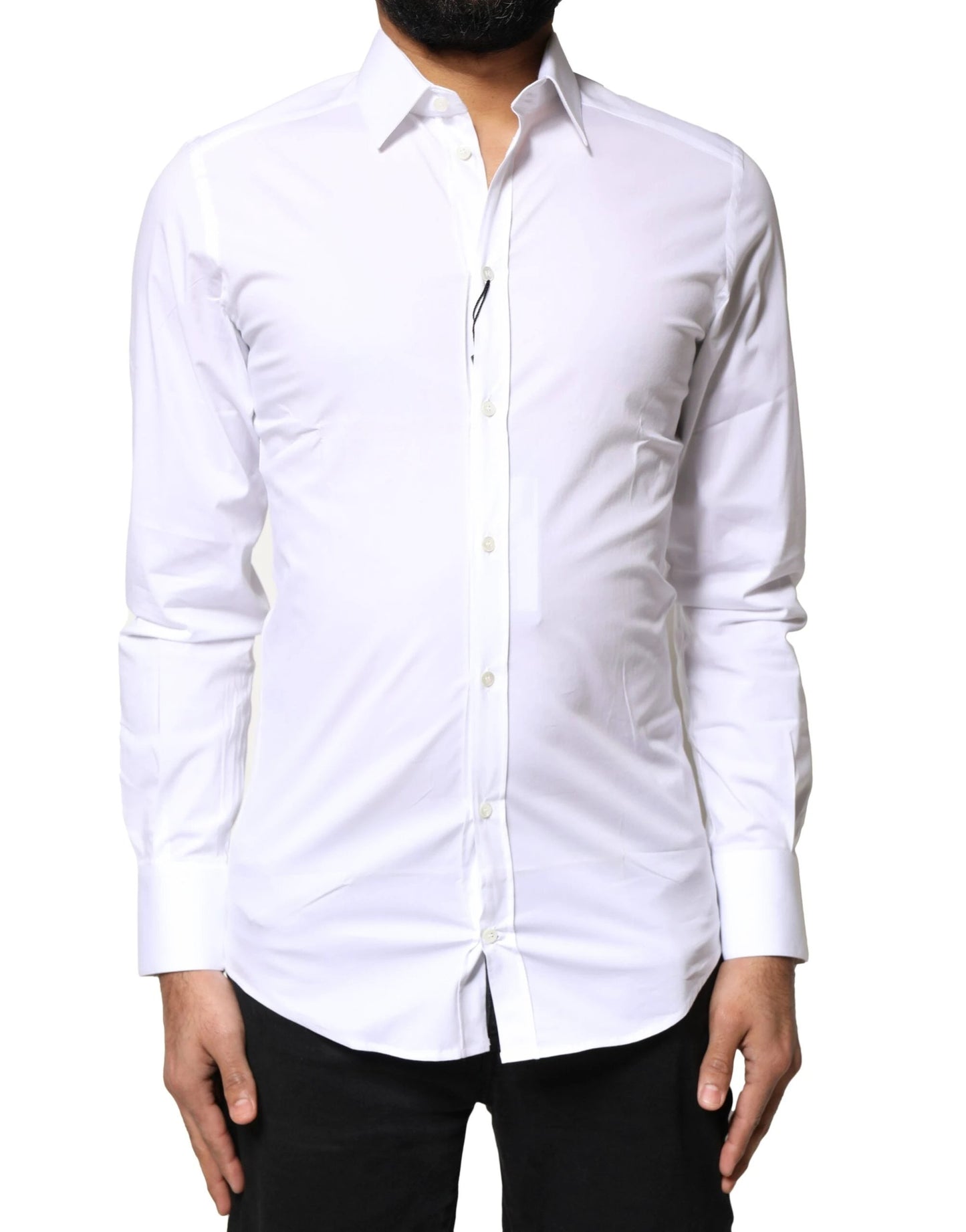 Dolce & Gabbana White GOLD Cotton Long Sleeves Dress Shirt by Dolce & Gabbana