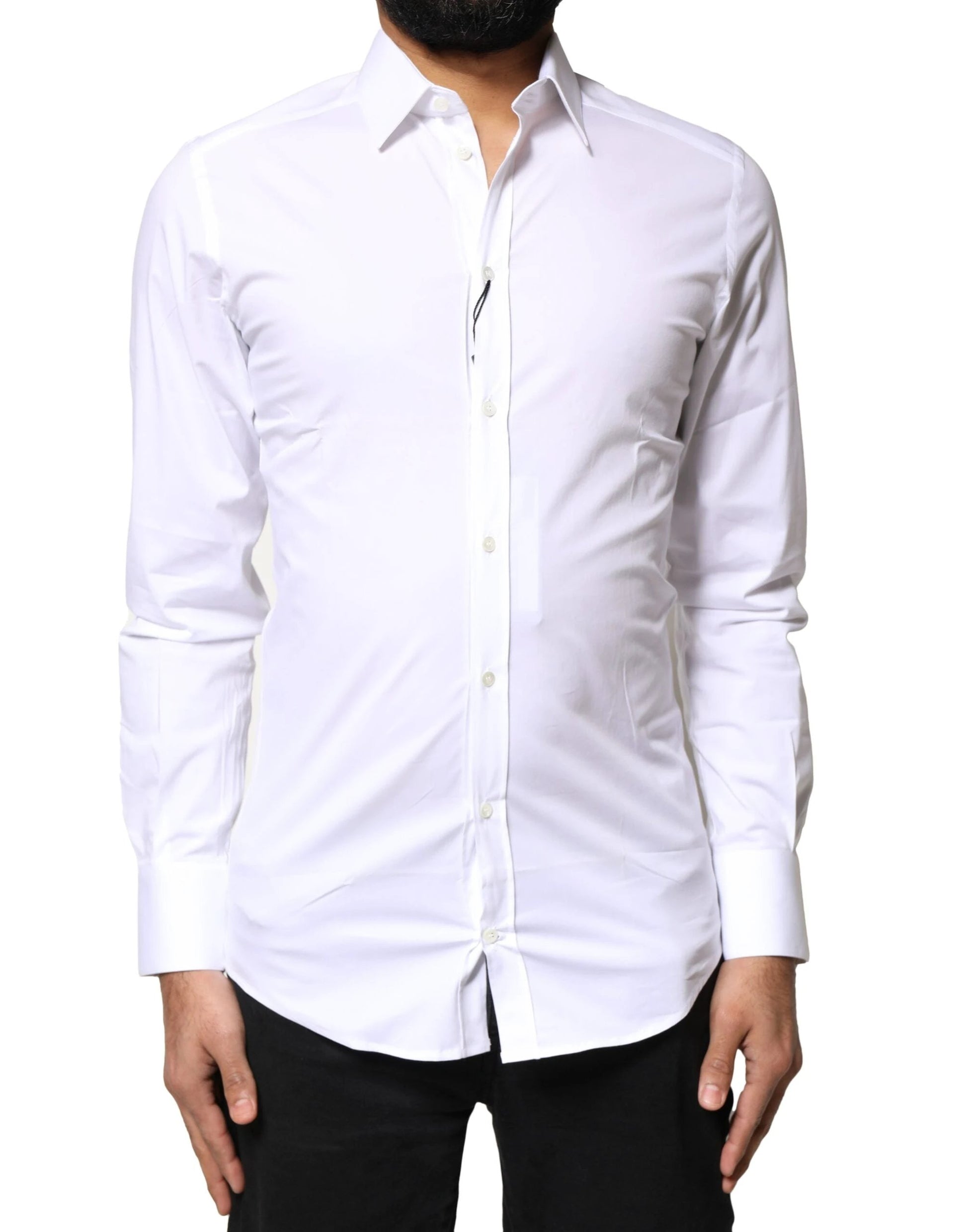 Dolce & Gabbana White GOLD Cotton Long Sleeves Dress Shirt by Dolce & Gabbana