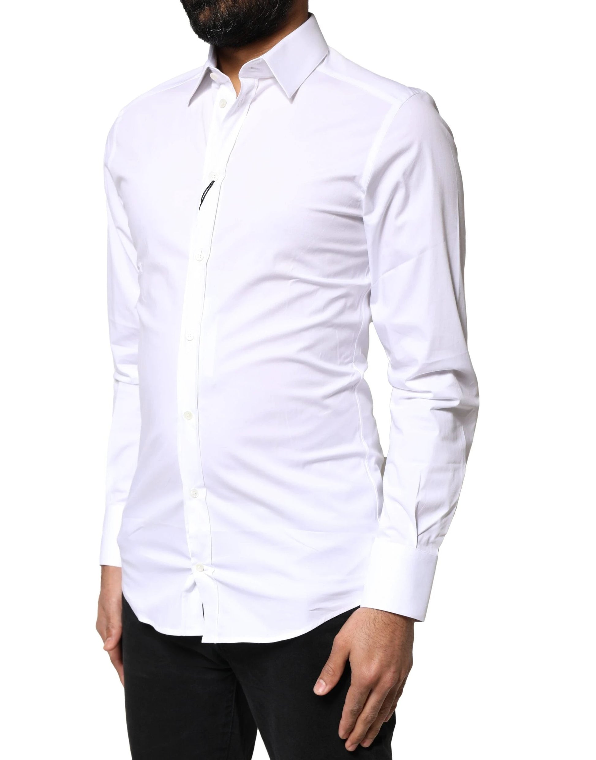 Dolce & Gabbana White GOLD Cotton Long Sleeves Dress Shirt by Dolce & Gabbana