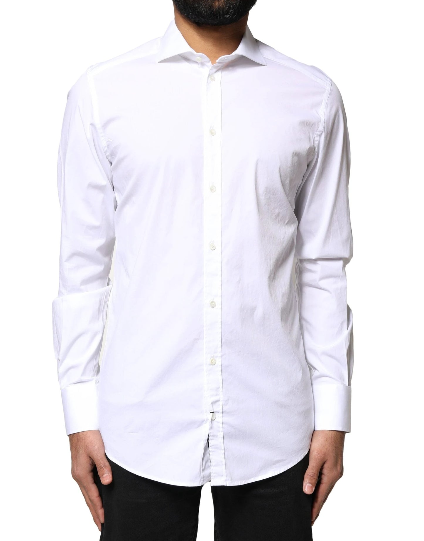 Dolce & Gabbana White GOLD Cotton Long Sleeves Dress Shirt by Dolce & Gabbana