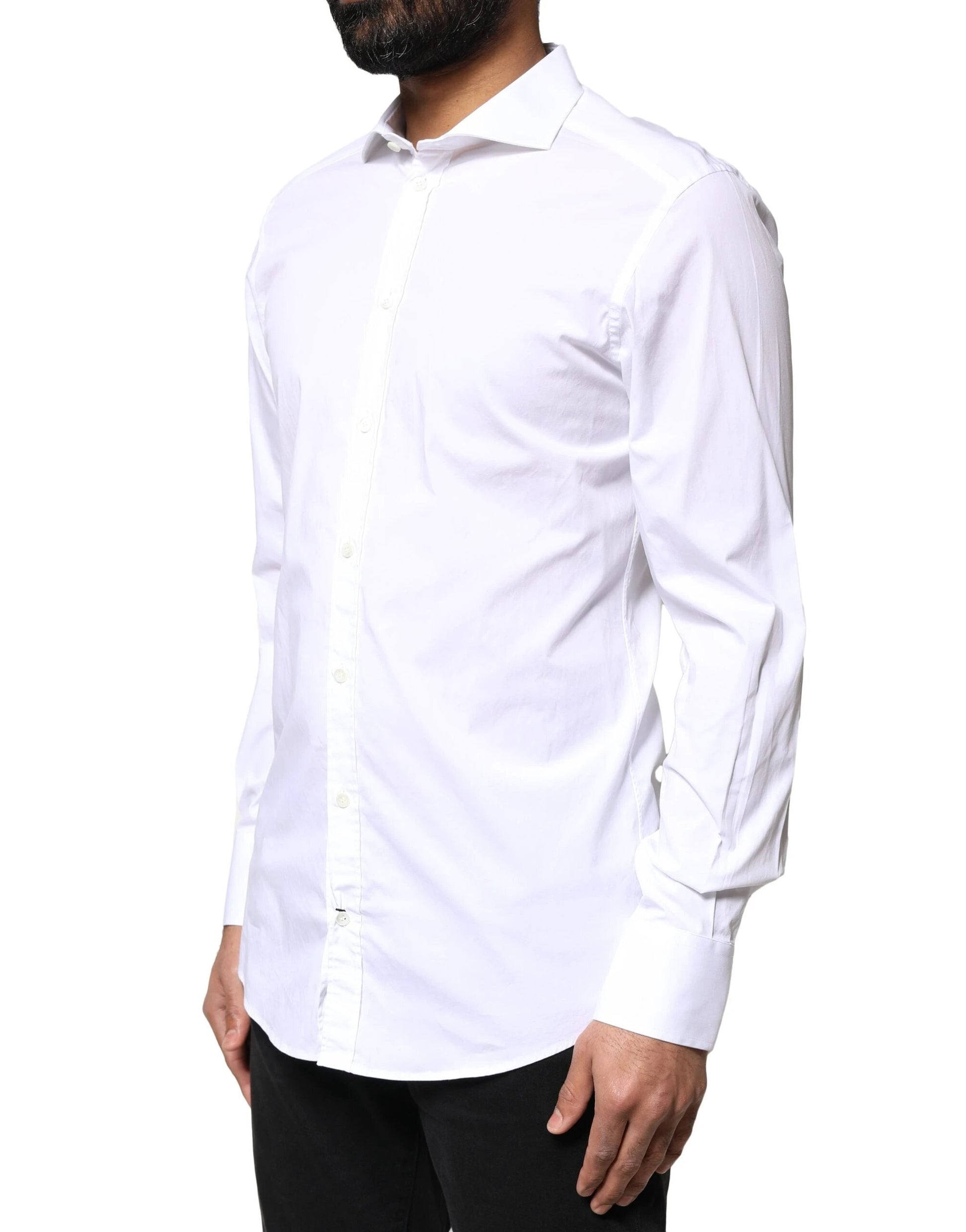 Dolce & Gabbana White GOLD Cotton Long Sleeves Dress Shirt by Dolce & Gabbana