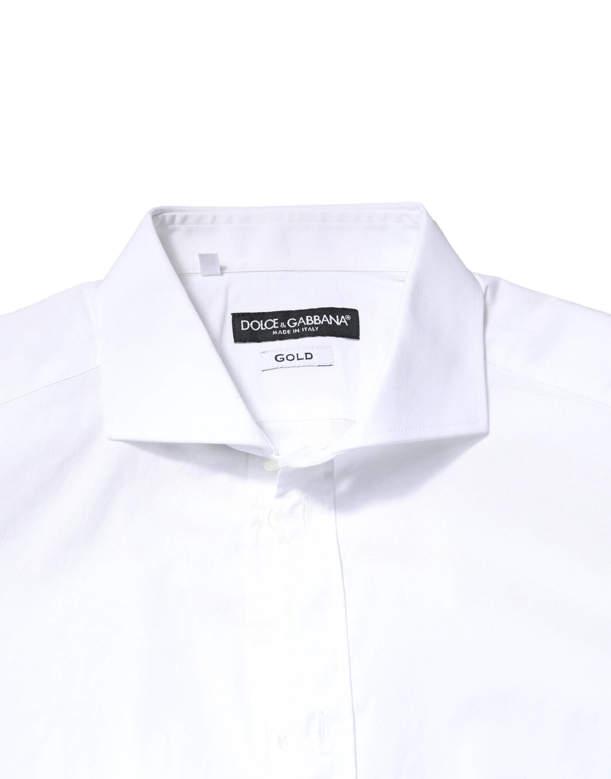 Dolce & Gabbana White GOLD Cotton Long Sleeves Dress Shirt by Dolce & Gabbana