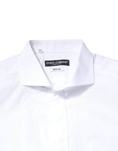 Dolce & Gabbana White GOLD Cotton Long Sleeves Dress Shirt by Dolce & Gabbana