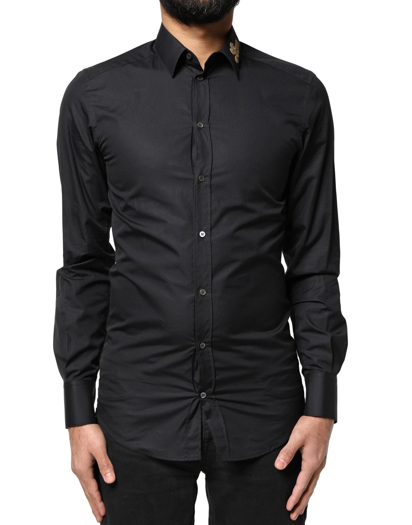 Dolce & Gabbana Black Love Embroidery GOLD Formal Dress Shirt by Dolce & Gabbana
