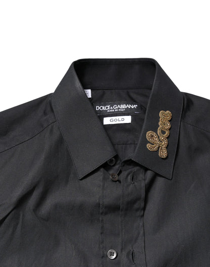 Dolce & Gabbana Black Love Embroidery GOLD Formal Dress Shirt by Dolce & Gabbana