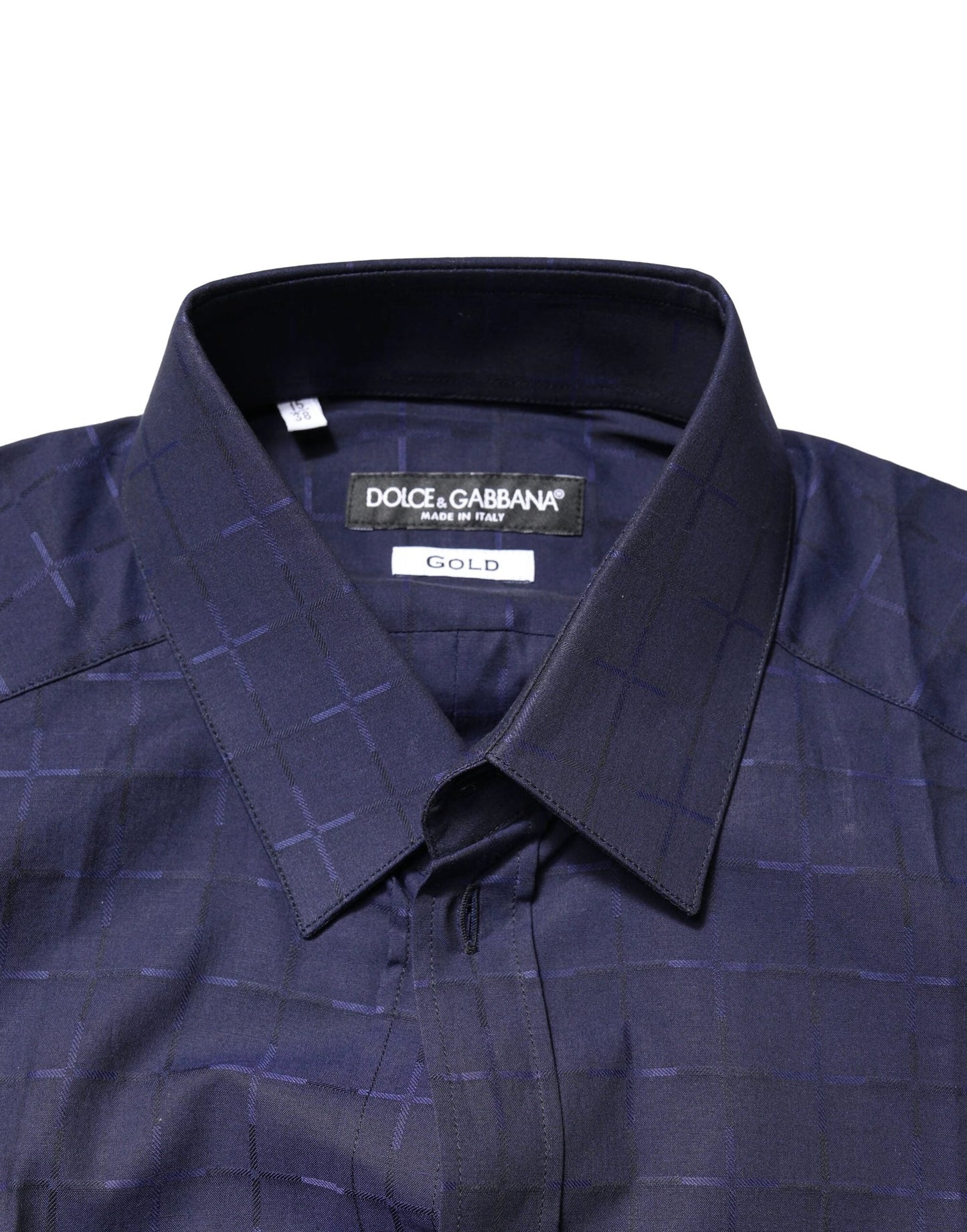 Dolce & Gabbana Blue Check Tartan GOLD Formal Dress Shirt by Dolce & Gabbana