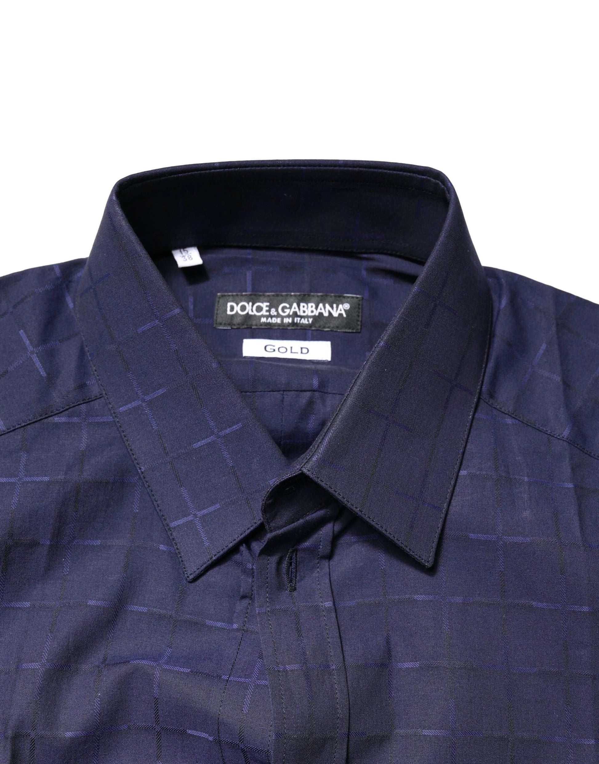 Dolce & Gabbana Blue Check Tartan GOLD Formal Dress Shirt by Dolce & Gabbana