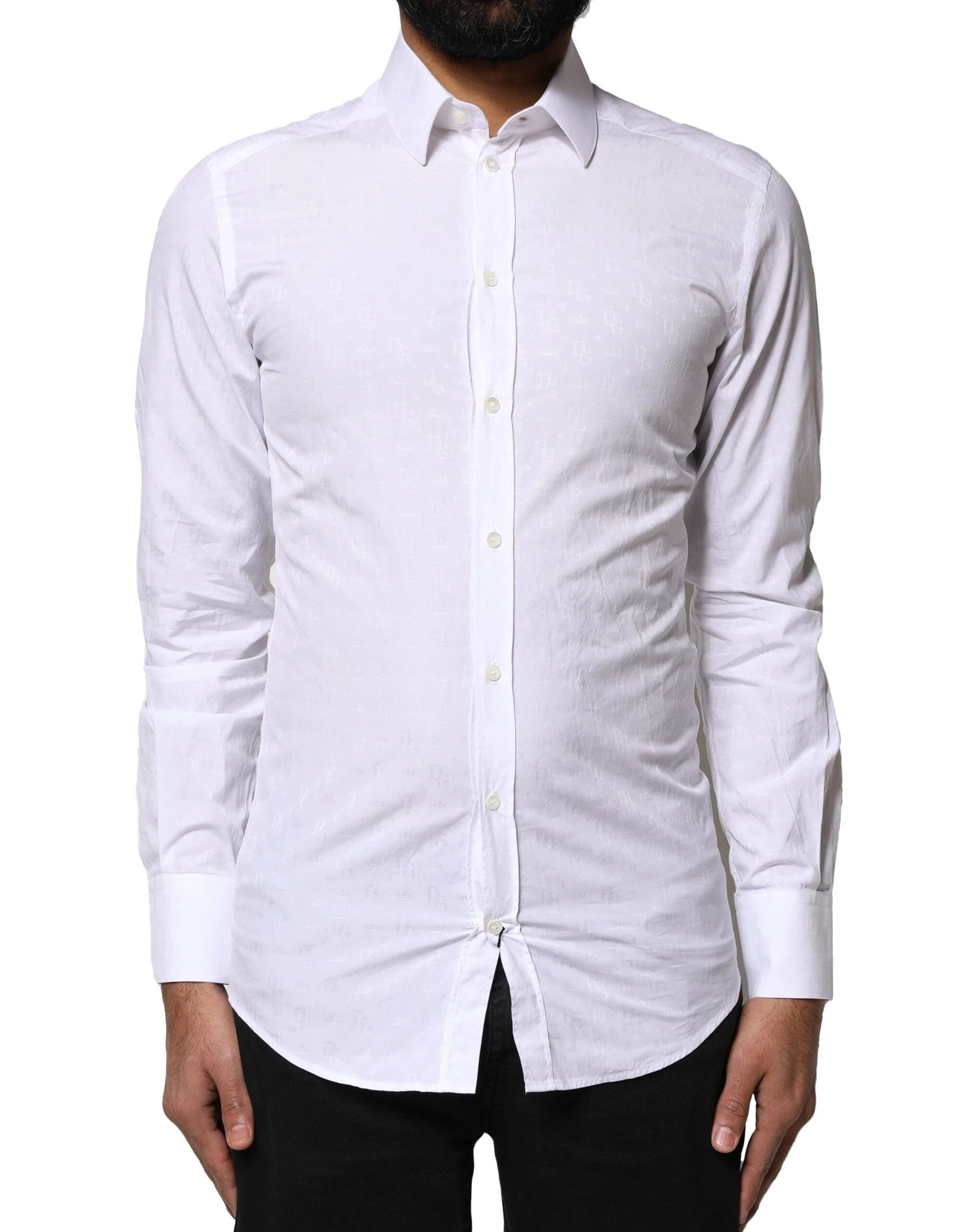 Dolce & Gabbana White GOLD Cotton Long Sleeves Dress Shirt by Dolce & Gabbana