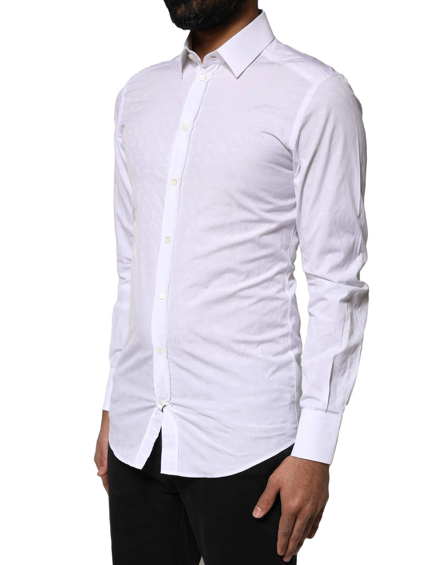 Dolce & Gabbana White GOLD Cotton Long Sleeves Dress Shirt by Dolce & Gabbana