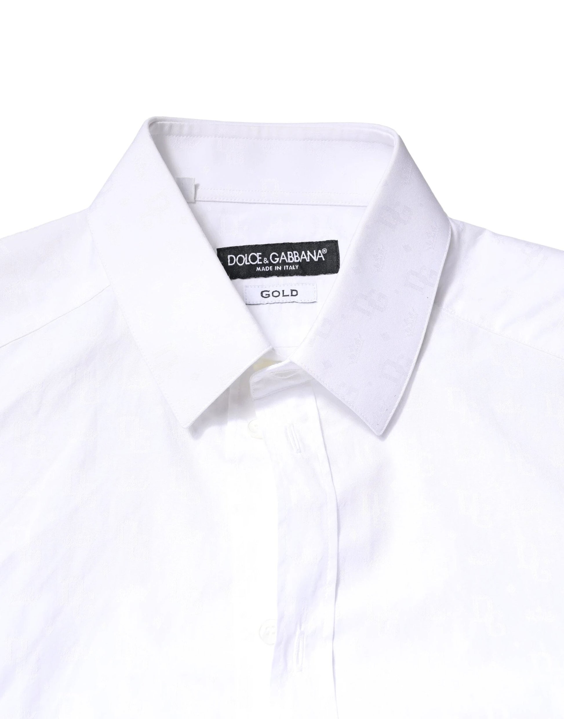 Dolce & Gabbana White GOLD Cotton Long Sleeves Dress Shirt by Dolce & Gabbana