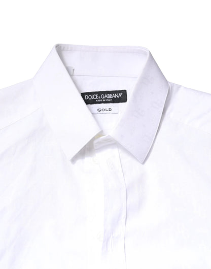 Dolce & Gabbana White GOLD Cotton Long Sleeves Dress Shirt by Dolce & Gabbana