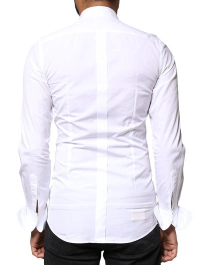 Dolce & Gabbana White GOLD Cotton Poplin Bib Formal Men Dress Shirt by Dolce & Gabbana