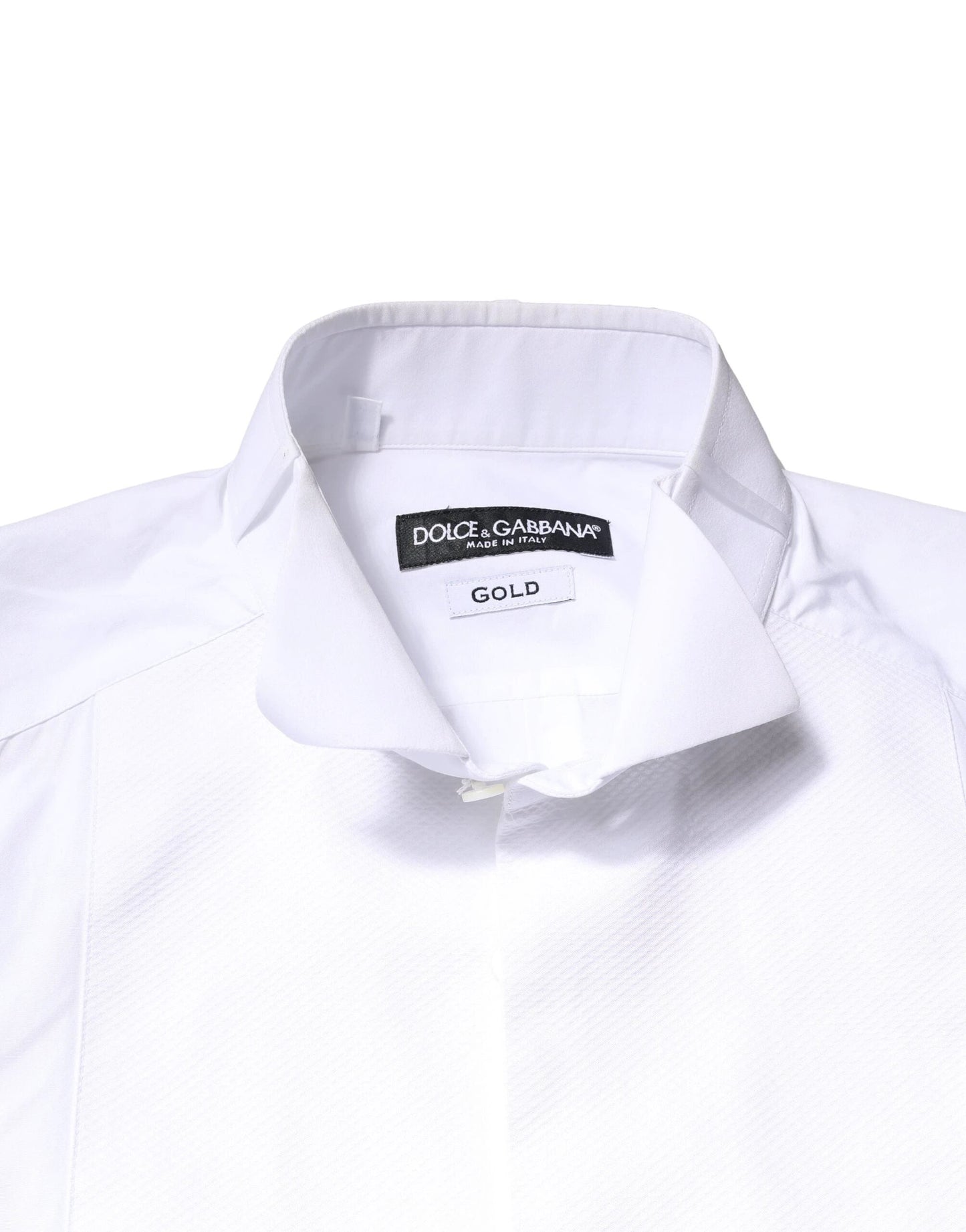 Dolce & Gabbana White GOLD Cotton Poplin Bib Formal Men Dress Shirt by Dolce & Gabbana