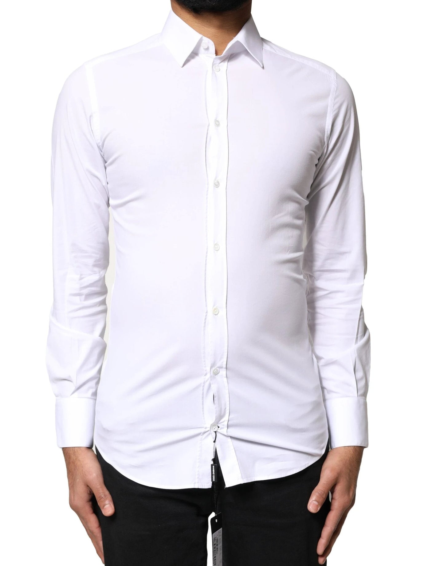 Dolce & Gabbana White GOLD Cotton Long Sleeves Dress Shirt by Dolce & Gabbana