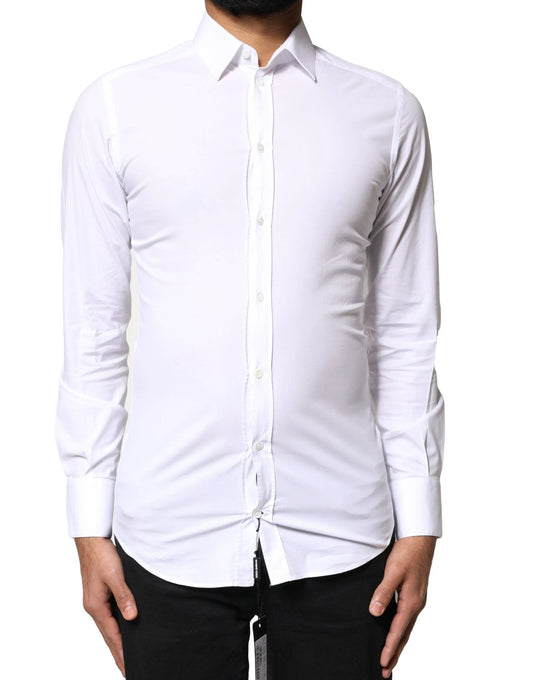 Dolce & Gabbana White GOLD Cotton Long Sleeves Dress Shirt by Dolce & Gabbana