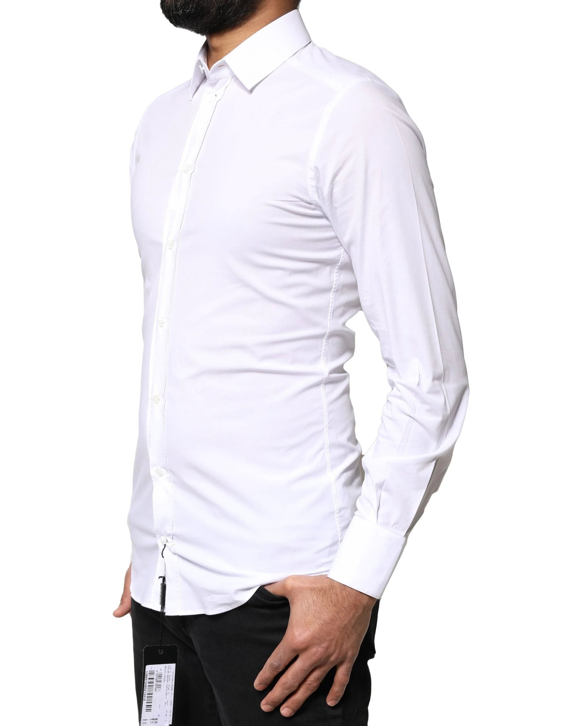 Dolce & Gabbana White GOLD Cotton Long Sleeves Dress Shirt by Dolce & Gabbana