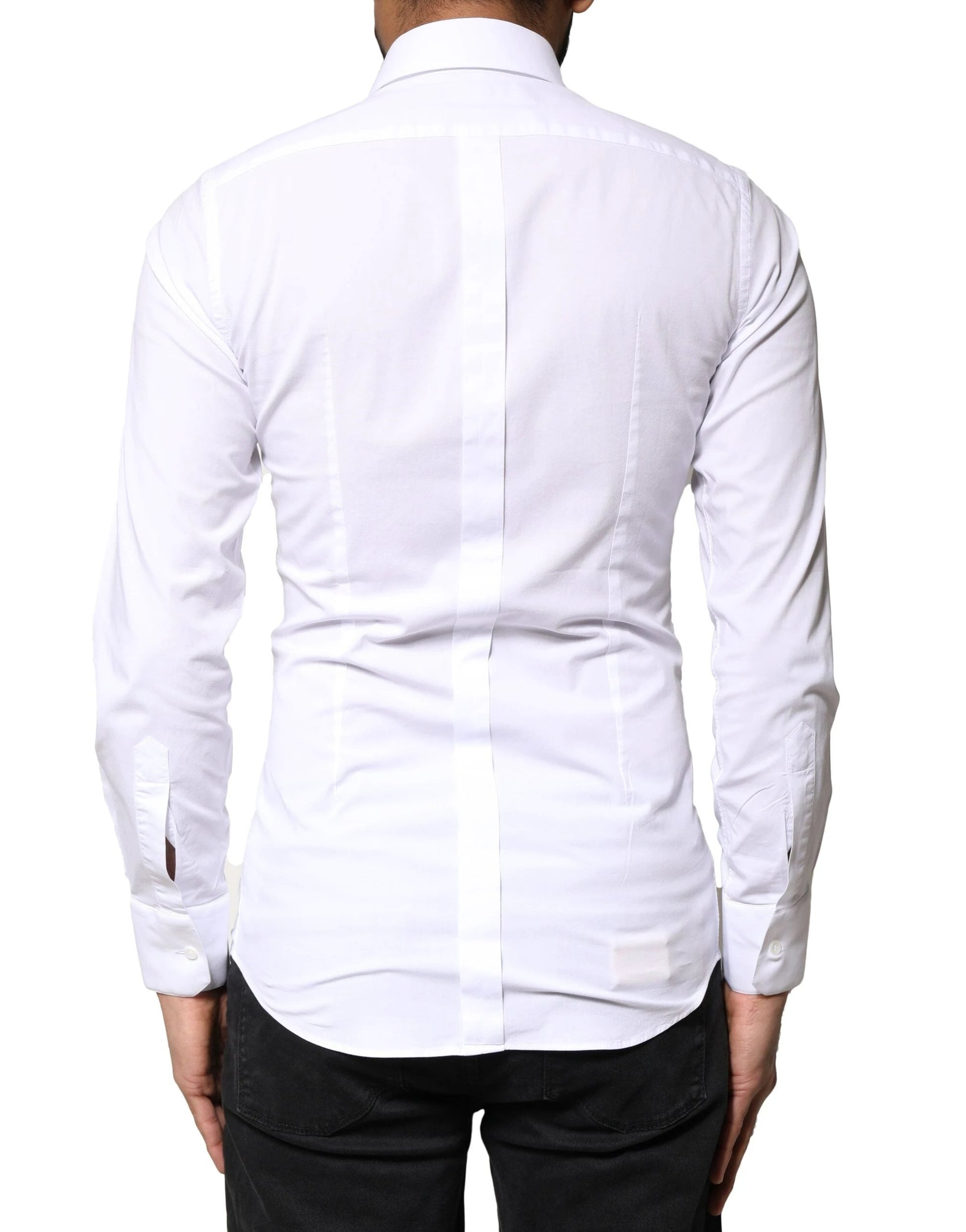 Dolce & Gabbana White GOLD Cotton Long Sleeves Dress Shirt by Dolce & Gabbana