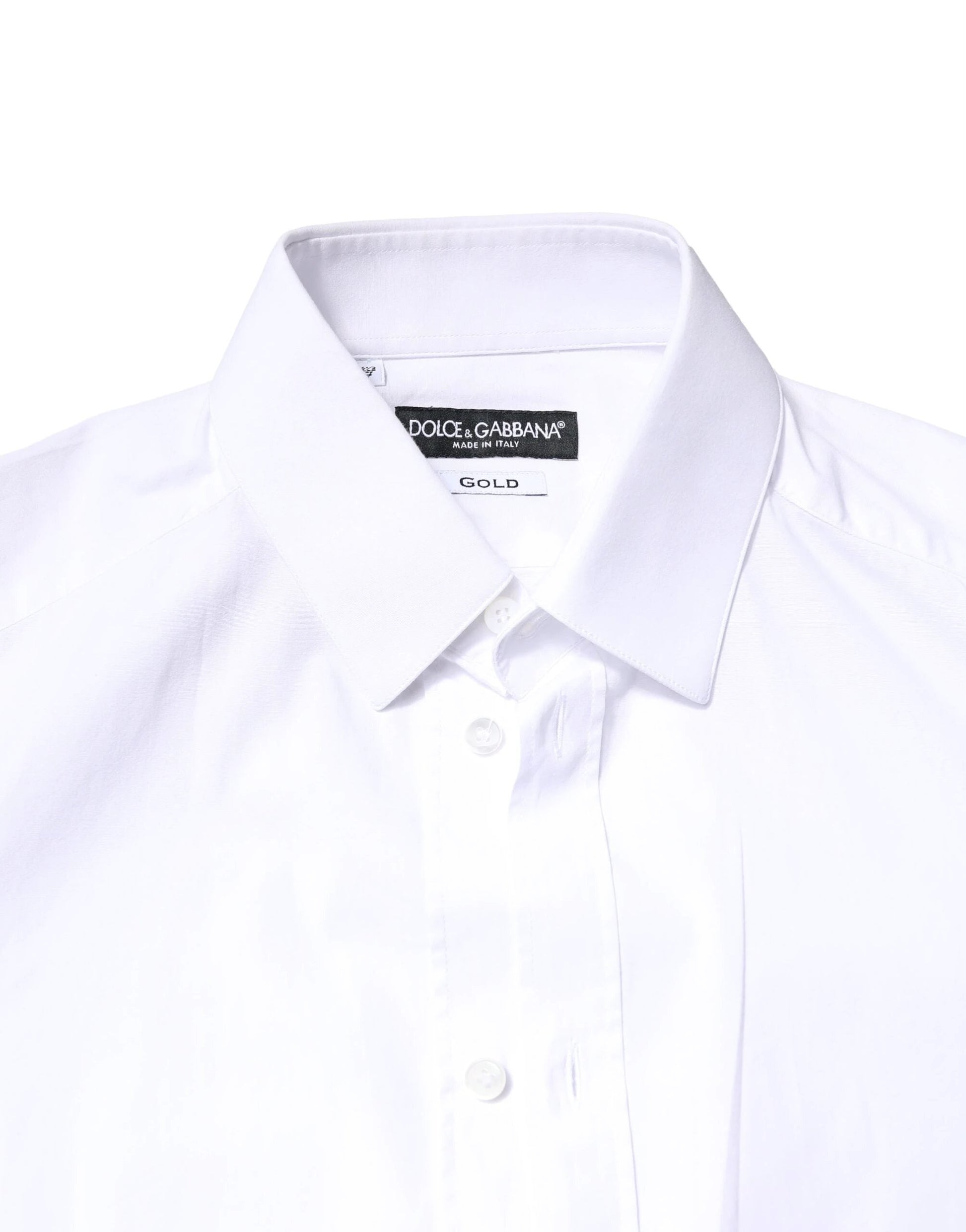 Dolce & Gabbana White GOLD Cotton Long Sleeves Dress Shirt by Dolce & Gabbana