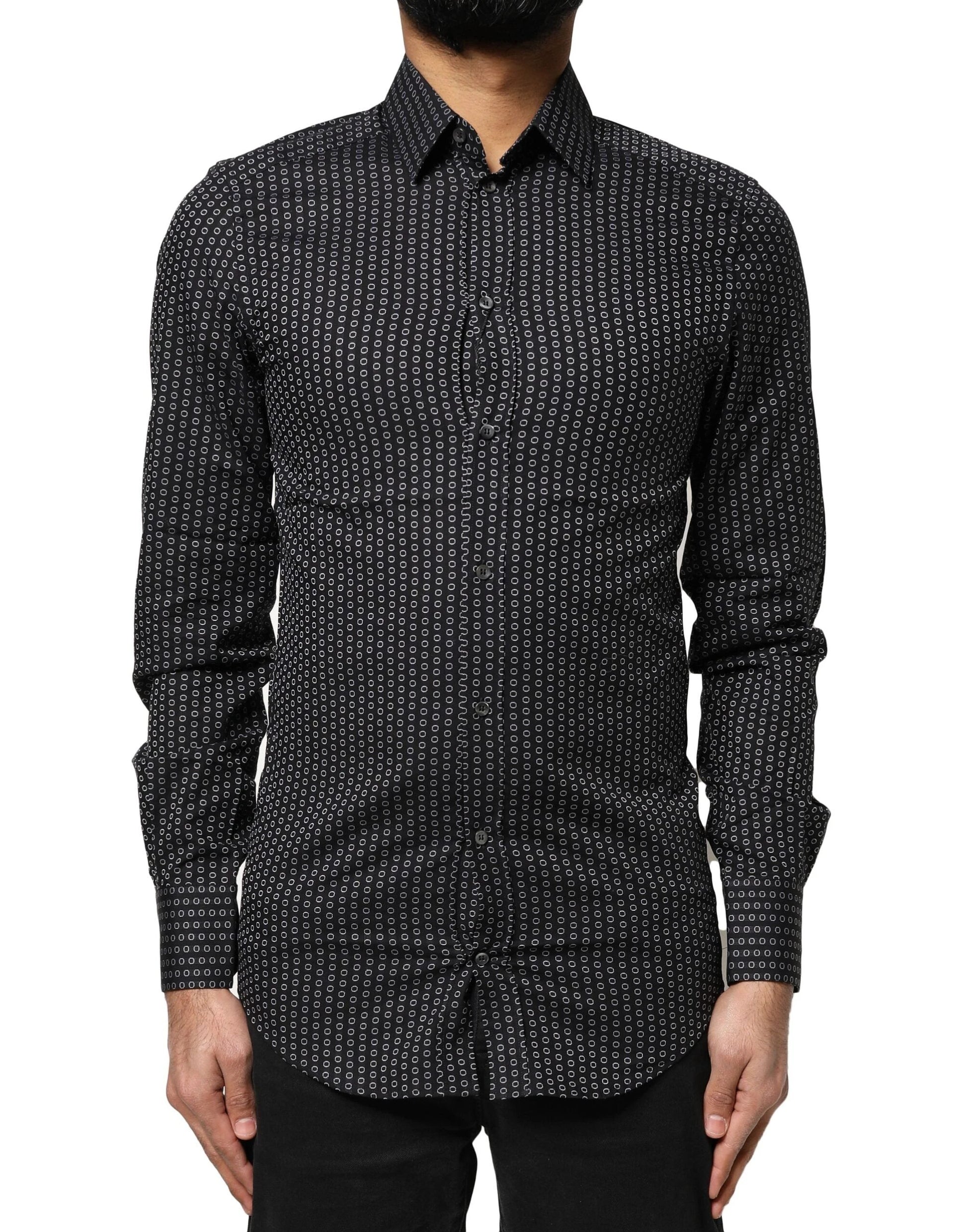 Dolce & Gabbana Black GOLD Patterned Cotton Men Dress Shirt by Dolce & Gabbana