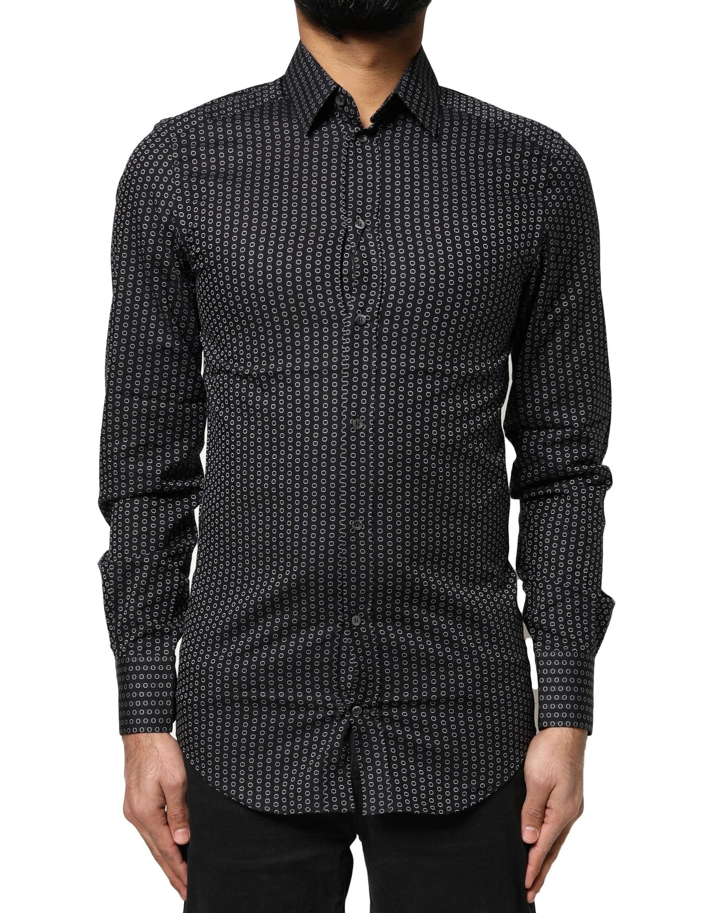 Dolce & Gabbana Black GOLD Patterned Cotton Men Dress Shirt by Dolce & Gabbana