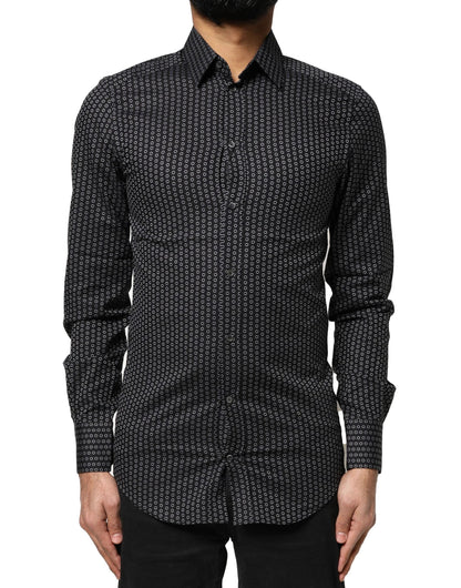Dolce & Gabbana Black GOLD Patterned Cotton Men Dress Shirt by Dolce & Gabbana